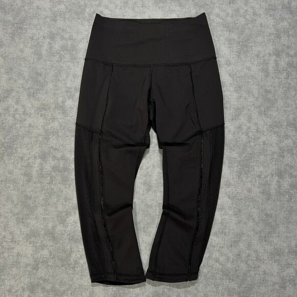 lululemon athletica Pants - Lululemon Nulu High rise mesh panels crop leggings capris workout running wms 6